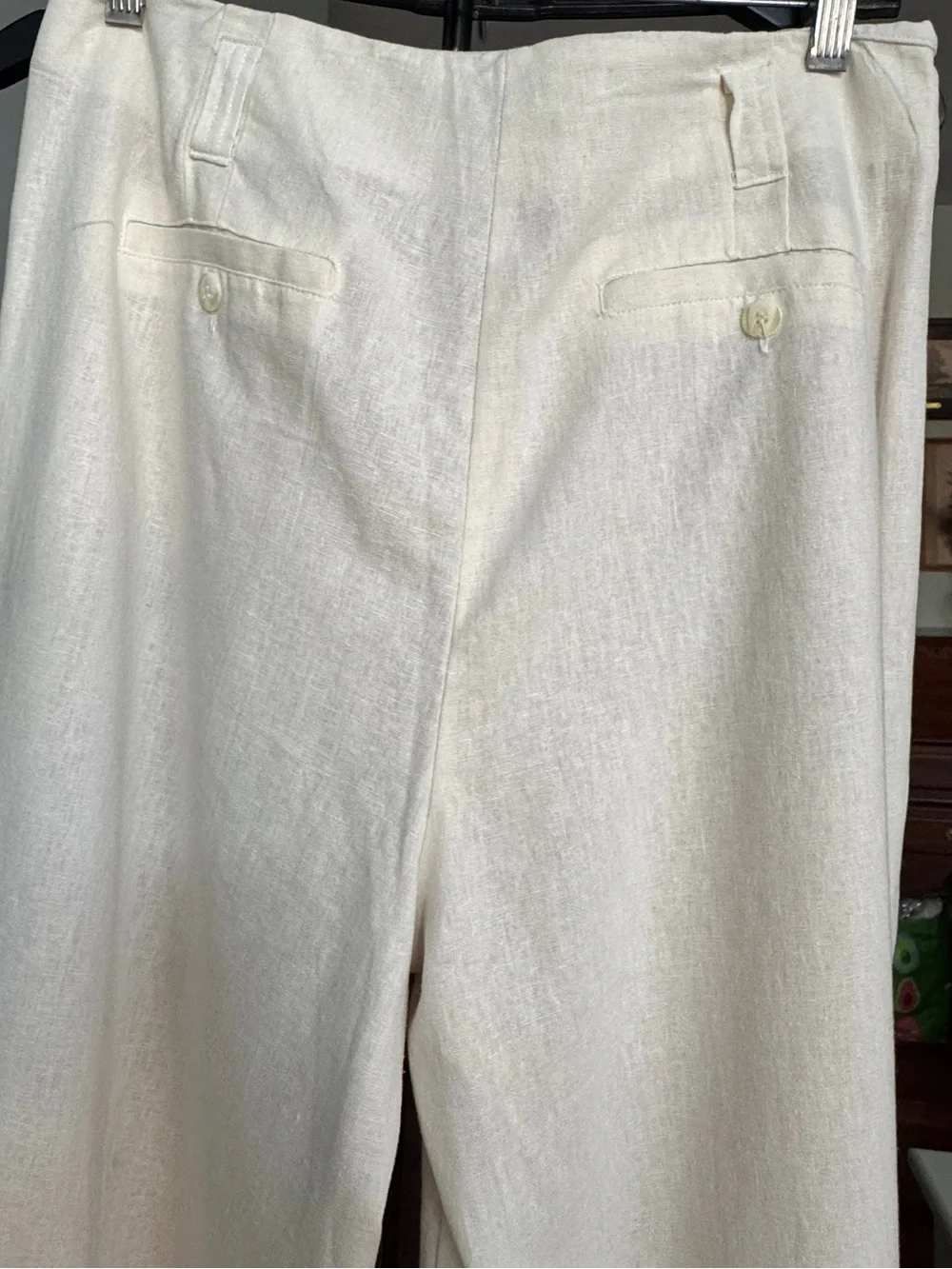 Jennifer Lopez Ivory Lined Linen High Rise Wide Leg Pant Size 10 - Picture 5 of 13